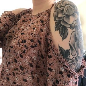 Pink and floral long sleeve blouse / top